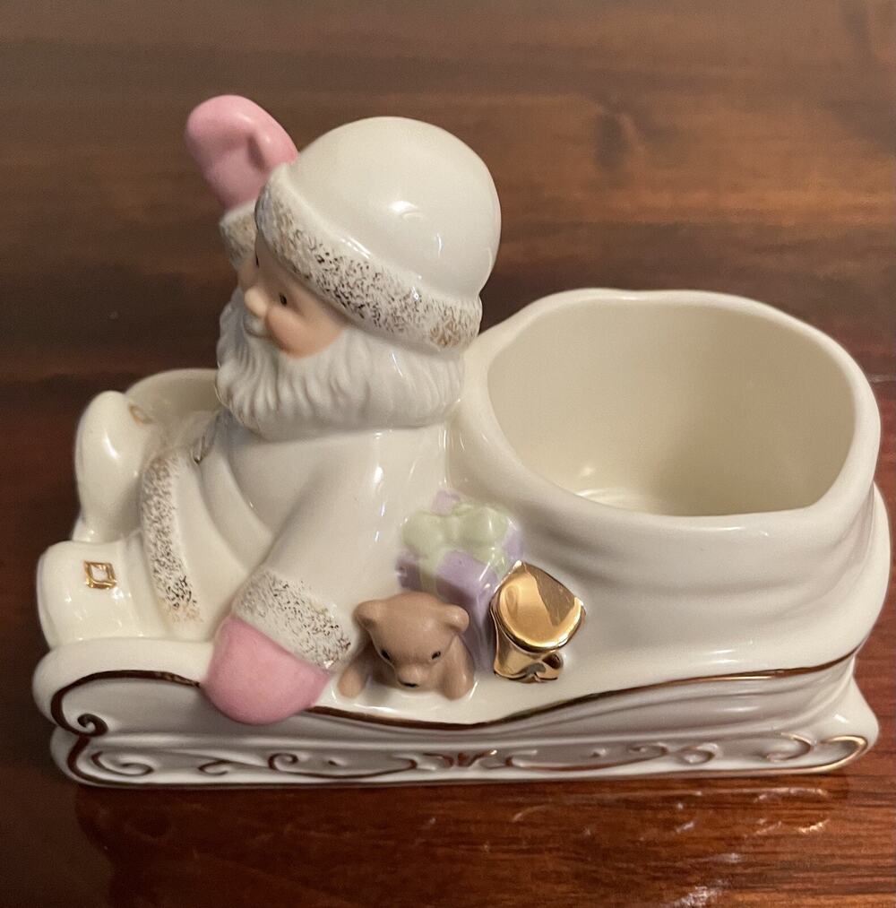 Vintage Christmas Lenox Santa Candle Holder Santa Claus NIB
